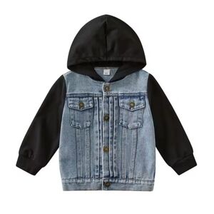 Kids Denim and Black Hooded Jacket